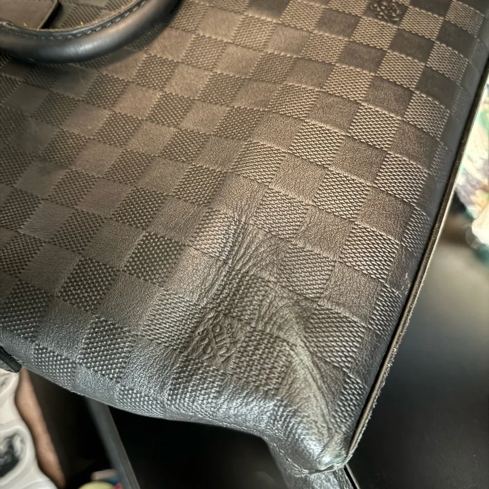 Louis Vuitton Matte Black Damier Porte Documents Jour Leather Satchel - Picture 10 of 15